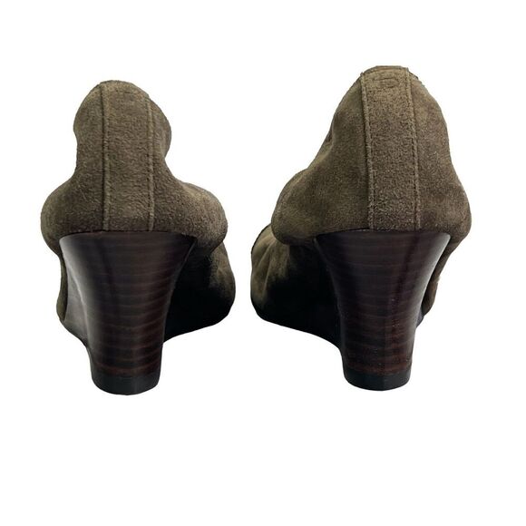 Brian James cap toe suede wedge pump shoes tan brown womens sz 38/7.5 - Picture 5 of 8